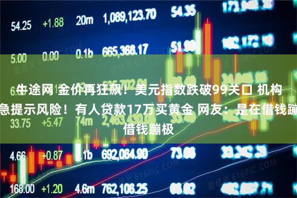 牛途网 金价再狂飙！美元指数跌破99关口 机构紧急提示风险！有人贷款17万买黄金 网友：是在借钱蹦极