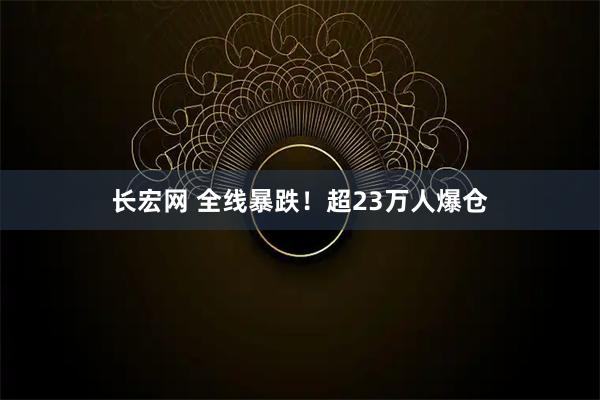 长宏网 全线暴跌！超23万人爆仓